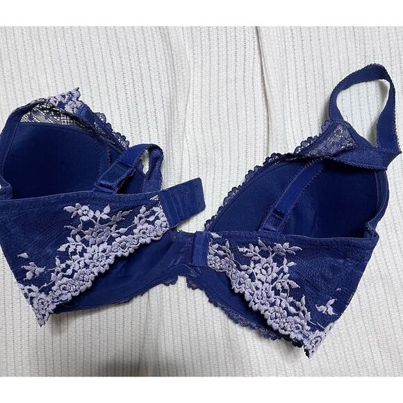 Wacoal Embrace Lace Underwire Bra Unlined Twilight Blue/Lavender Fog 34DDD GUC - Picture 4 of 9